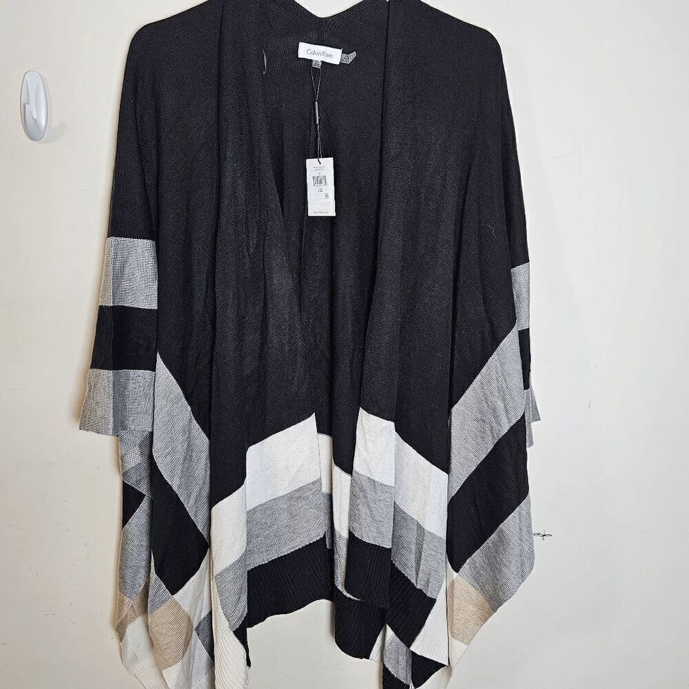 Calvin Klein Modern Essentials Open Front Draped Knit Cardigan Sweater NWT Women